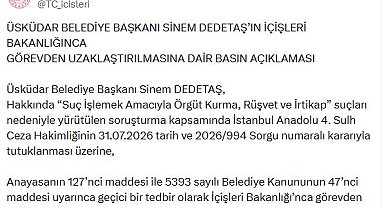 Üsküdar Belediye Başkanı Dedetaş, görevden uzaklaştırıldı