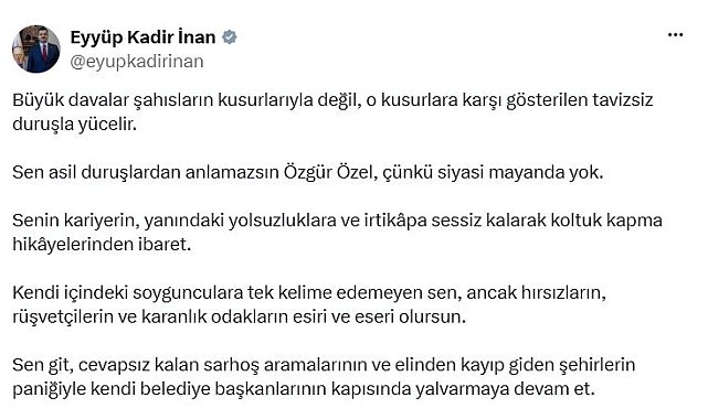 AK Parti'li İnan: Sen asil duruşlardan anlamazsın Özgür Özel