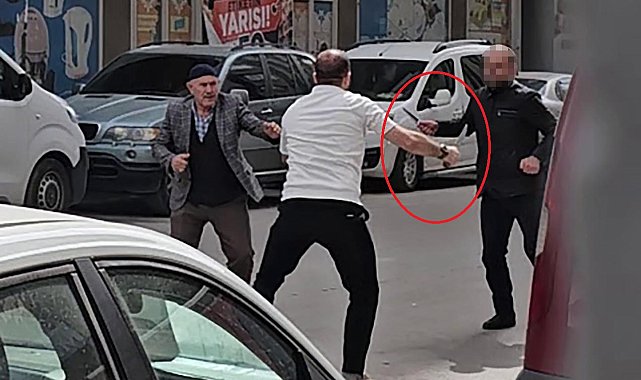 Babasını darbeden kişiye tabancayla bacağından yaraladı; o anlar kamerada