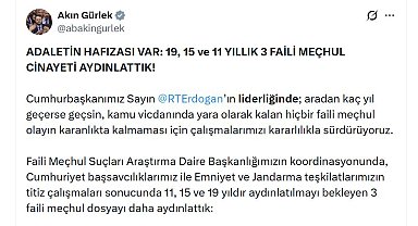 Bakan Gürlek: 3 faili meçhul dosyayı daha aydınlattık