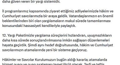 Bakan Gürlek: Hakim ve savcı atamalarında hizmet puanı temel ölçüt olacak