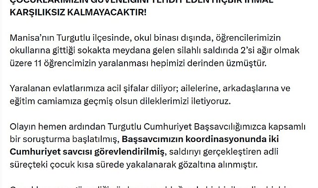 Bakan Gürlek'ten Manisa'daki saldırıya ilişkin açıklama