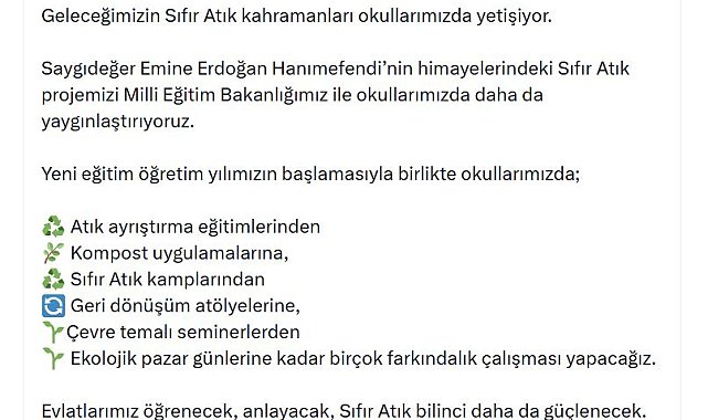 Bakan Kurum: Sıfır Atık Projemizi okullarımızda daha da yaygınlaştırıyoruz