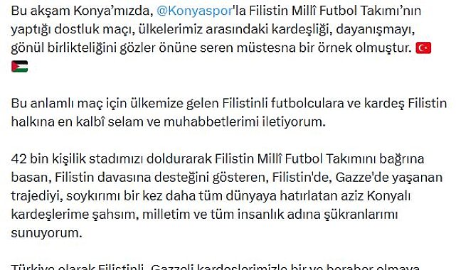 Cumhurbaşkanı Erdoğan: Gazzeli kardeşlerimizle bir olmaya devam edeceğiz