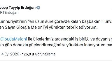 Cumhurbaşkanı Erdoğan'dan, İtalya Başbakanı Meloni'ye tebrik mesajı