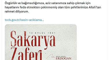 Cumhurbaşkanı Erdoğan'dan Sakarya Zaferi'nin 105'inci yıl dönümü mesajı