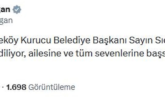 Emine Erdoğan'dan vefat eden eski Çekmeköy Belediye Başkanı Eraslan için taziye mesajı