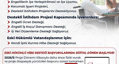 Engelli ve eski hükümlülere hibe desteği 5'inci dönem başvuruları başladı