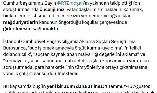 Fon soruşturmasında mal varlıklarını dondurma kararı