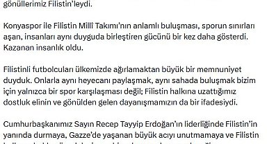 İletişim Başkanı Duran: Konya'dan yükselen selamın Filistin'in dört bir yanına ulaşmasını diliyorum