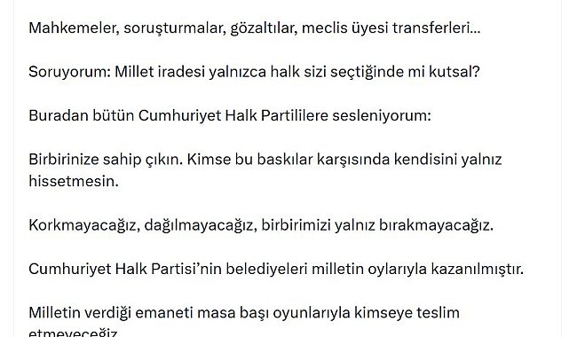 Kılıçdaroğlu: Milletin verdiği emaneti masa başı oyunlarıyla kimseye teslim etmeyeceğiz