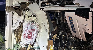 Mersin'de TIR'a çarpan sebze yüklü kamyonun şoförü öldü