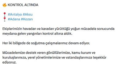 OGM: Aksu ve Kozan yangınları kontrol altına alındı