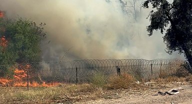 Tarım arazisinde çıkan yangın, otoyolun diğer tarafına sıçradı