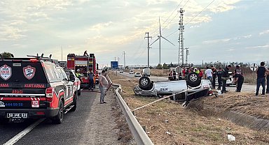 Tekirdağ'da takla atan kamyonette 2 kişi yaralandı