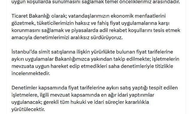 Ticaret Bakanlığı'ndan İstanbul'daki simit fiyatlarına inceleme