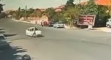 Yolun karşısına geçerken otomobilin çarptığı engelli yaralandı