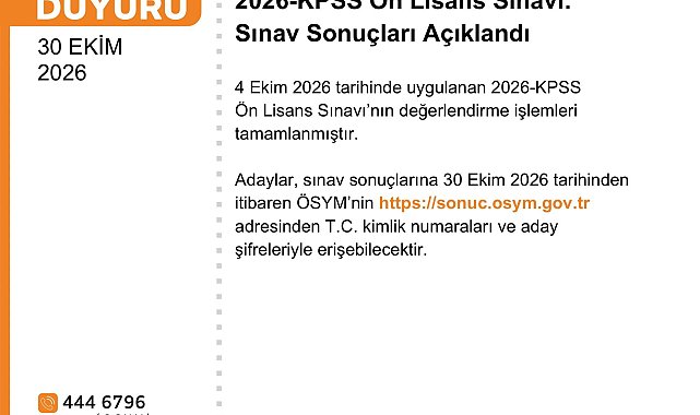 2026-KPSS Ön Lisans sonuçları açıklandı