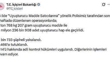 78 ilde uyuşturucu operasyonu: 1466 tutuklama