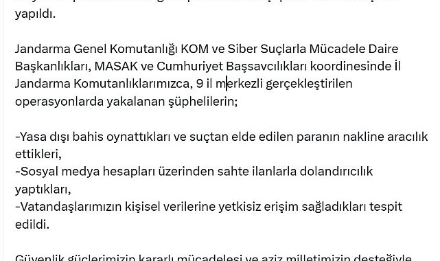 9 ilde 'nitelikli dolandırıcılık' ve 'yasa dışı bahis' operasyonu