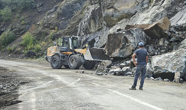 Artvin'de heyelan nedeniyle köy yolu ulaşıma kapandı