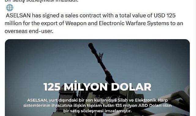 ASELSAN'dan 125 milyon dolarlık ihracat anlaşması