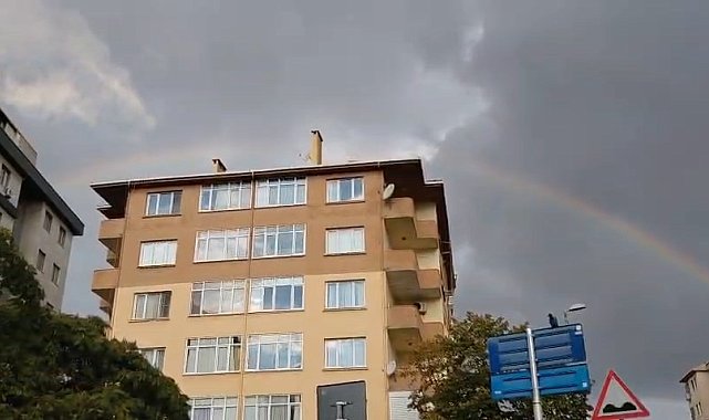 Ataşehir'de yağmur sonra gökkuşağı