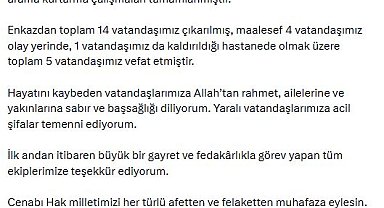 Bakan Çiftçi: Çöken binanın enkazındaki arama kurtarma çalışmaları tamamlandı