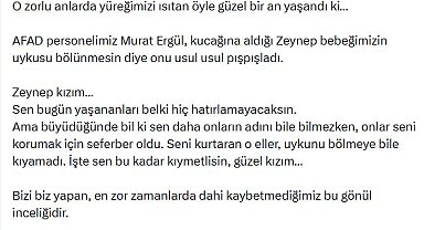 Bakan Çiftçi'den Sakarya'da kurtarılan Zeynep bebeğe ilişkin paylaşım