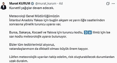Bakan Kurum: Kuvvetli yağışlar devam edecek