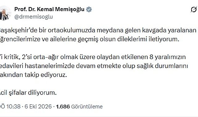 Bakan Memişoğlu'ndan, Başakşehir'deki olayda yaralanan 8 kişinin durumuna ilişkin açıklama