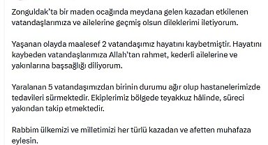 Bakan Memişoğlu'ndan Zonguldak'taki maden kazasına ilişkin açıklama