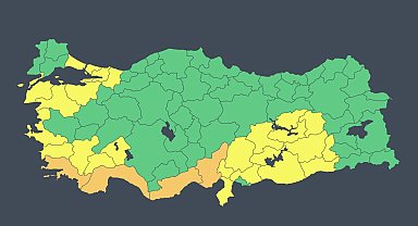 Bakanlıktan 4 il için 'turuncu', 25 il için 'sarı' kodlu uyarı