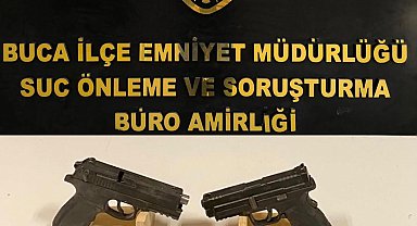 Buca'da çöpler arasında 2 tabanca bulundu: 8 gözaltı