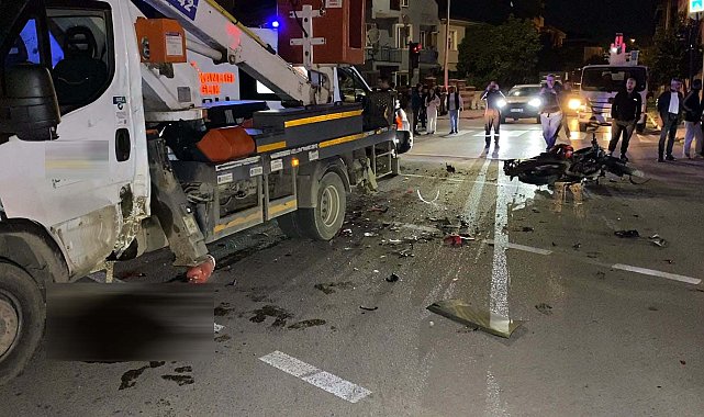 Bursa'da motosiklet ile sepetli vinç çarpıştı: 1 ölü, 1 ağır yaralı