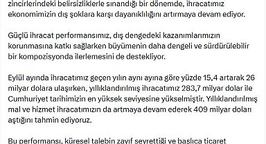Cevdet Yılmaz: İhracatımızın vatandaşımızın refahına daha güçlü yansımasını sağlayacağız