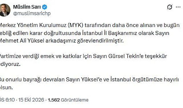 CHP İstanbul İl Başkanlığına Mehmet Ali Yüksel getirildi
