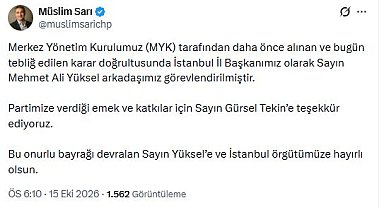 CHP İstanbul İl Başkanlığına Mehmet Ali Yüksel getirildi