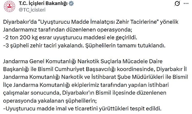Diyarbakır'da 2,2 ton esrar ele geçirildi: 3 tutuklama