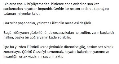 Emine Erdoğan: Gazze'de 3 yıldır bir halkın kökleri sökülmeye çalışılıyor