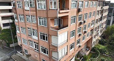 Eyüpsultan'da kolonları patladığı için mühürlenen bina havadan görüntülendi