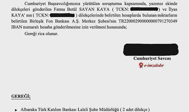 Fatma Betül Sayan Kaya ve eşinin gönüllü ödeme talebine başsavcılıktan izin verildi