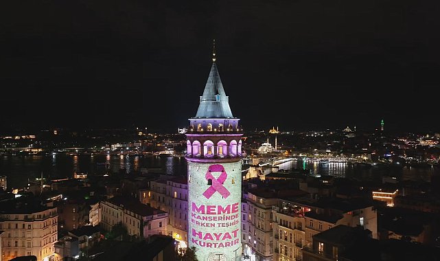 Galata Kulesi 'Meme Kanseri Farkındalık Ayı' kapsamında pembe ışıklarla aydınlatıldı