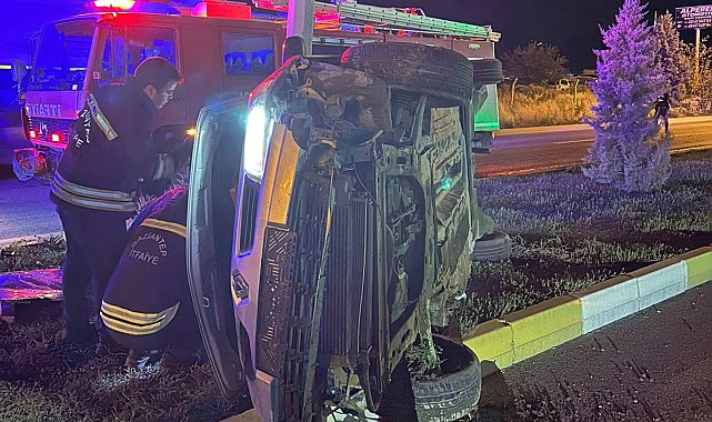 Gaziantep'te devrilen otomobilin sürücüsü öldü