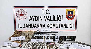 Karacasu'da 157 sikke ve tarihi objeler ele geçirildi