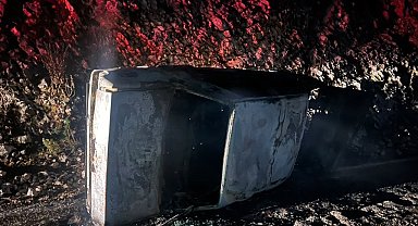 Kaza yapan otomobil alev aldı, sürücünün cesedi uçurumda bulundu