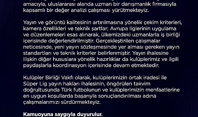 Kulüpler Birliği'nden yayın ihalesiyle ilgili açıklama