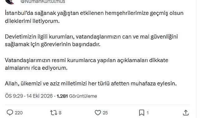 Kurtulmuş: Devletimizin ilgili kurumları görevlerinin başındadır