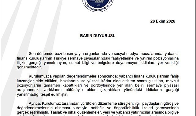 SPK'dan yabancı finans kuruluşlarına ilişkin iddialara yalanlama