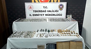 Tekirdağ'da çok sayıda tarihi eser niteliğinde obje ve materyal ele geçirildi